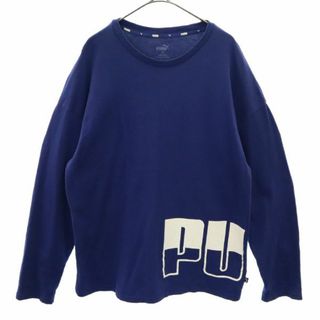 プーマ(PUMA)のプーマ ロゴプリント 長袖 Tシャツ XL ブルー PUMA メンズ 古着 【231116】(Tシャツ/カットソー(七分/長袖))