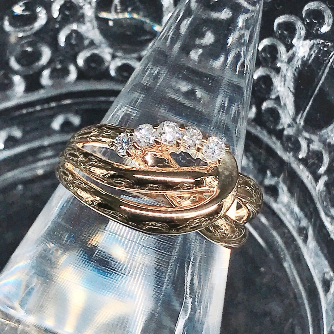 SEIKO(セイコー)のセイコージュエリー ダイヤモンドリング 0.16ct K18 ウェーブ 幅広 レディースのアクセサリー(リング(指輪))の商品写真