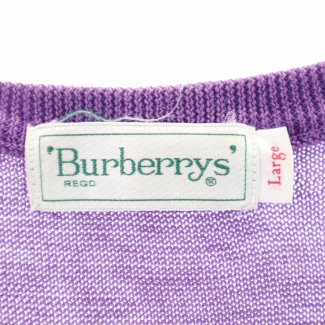 BURBERRY(バーバリー)のバーバリーズ 90s オールド Vネック ニット ベスト L パープル Burberrys 刺繍 メンズ 古着 【231116】 メンズのトップス(ベスト)の商品写真