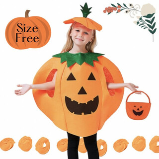 子ども 衣装 キッズ かぼちゃ コスプレ パンプキン 着ぐるみ 変装 人気 仮装(ワンピース)