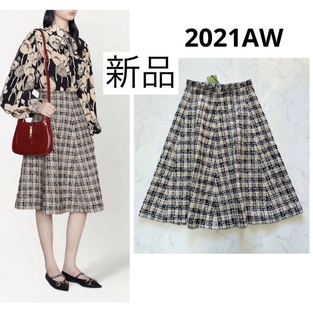 【新品】GUCCI 21AW 定価24万 ウール混ツイード スカート 40 | フリマアプリ ラクマ