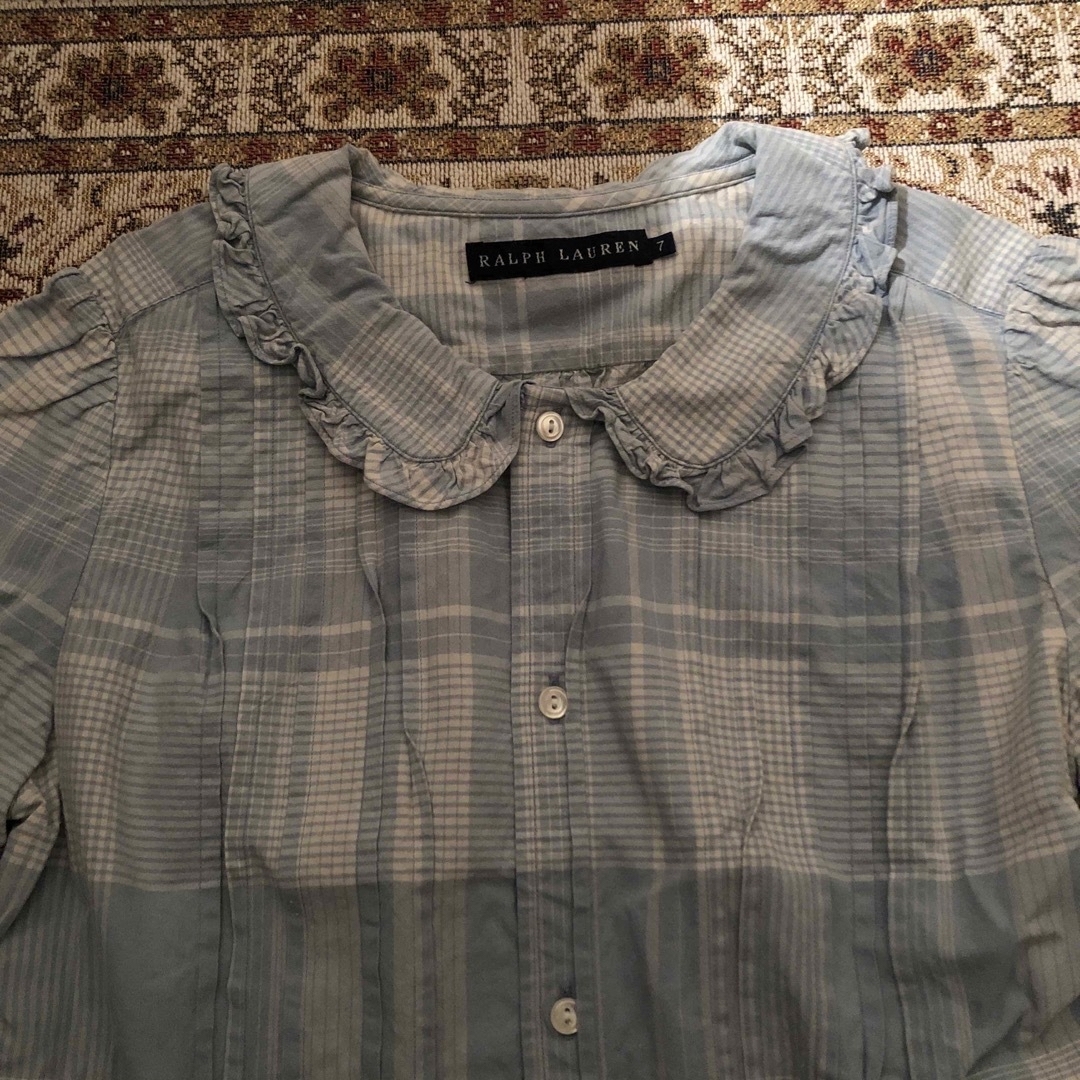 Lochie(ロキエ)のRalph light Blue checked frill blouse レディースのトップス(シャツ/ブラウス(半袖/袖なし))の商品写真