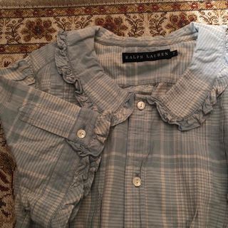 ロキエ(Lochie)のRalph light Blue checked frill blouse(シャツ/ブラウス(半袖/袖なし))