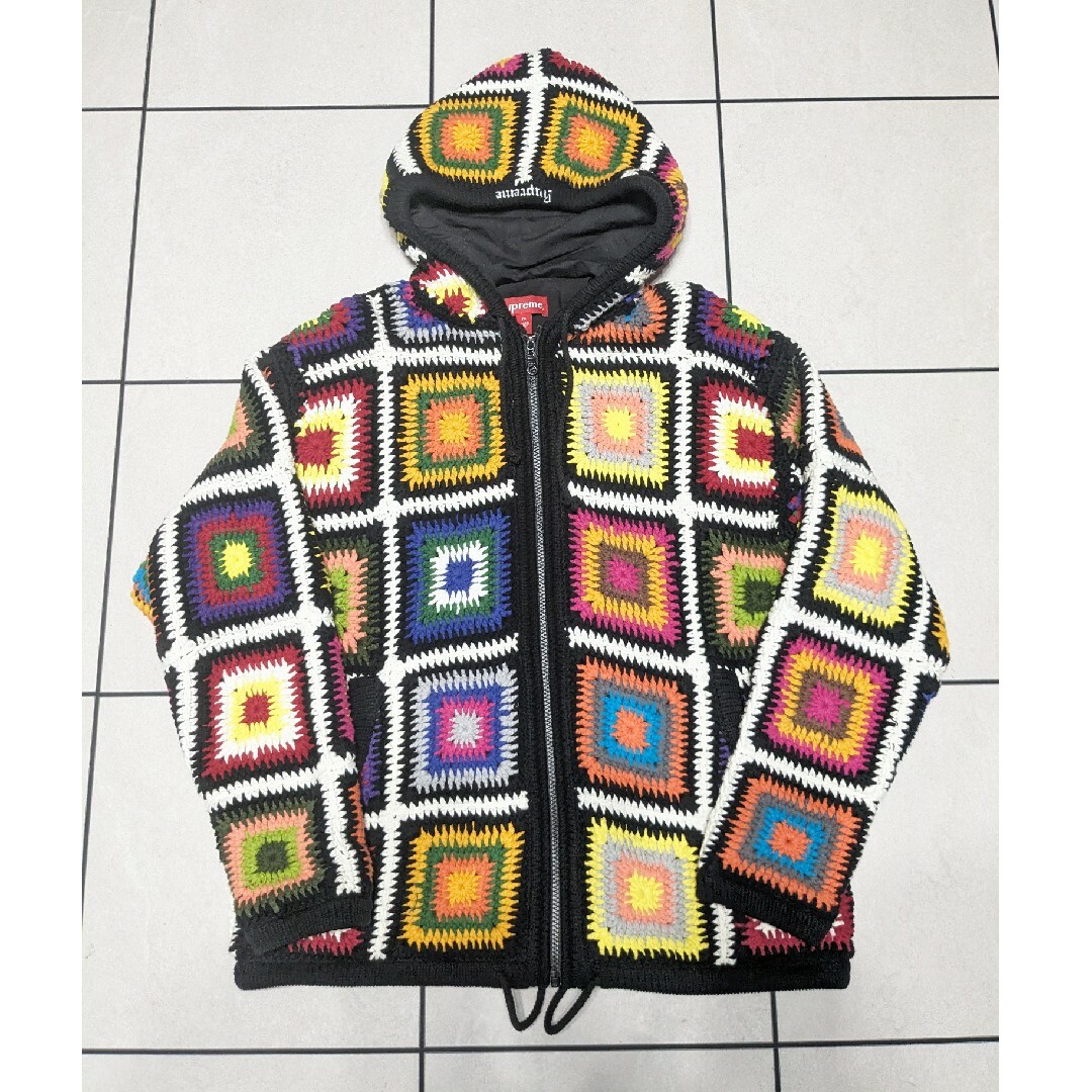 Supreme Crochet Hooded Zip Up Sweater