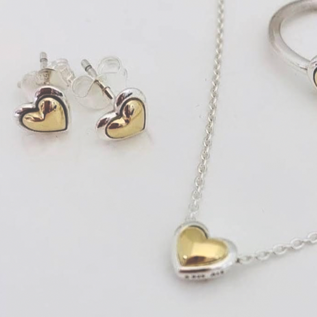 PANDORA - PANDORAパンドラ ツートンハート ピアス・ネックレス PANDORA - PANDORAパンドラ ツートンハート ピアス・ネックレス