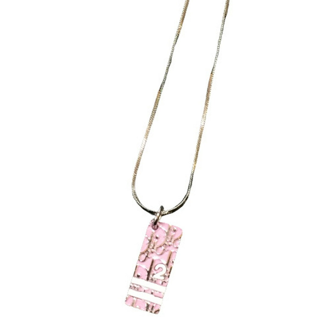 極美品】Dior ディオール ネックレス トロッター ピンク シルバー ロゴ-