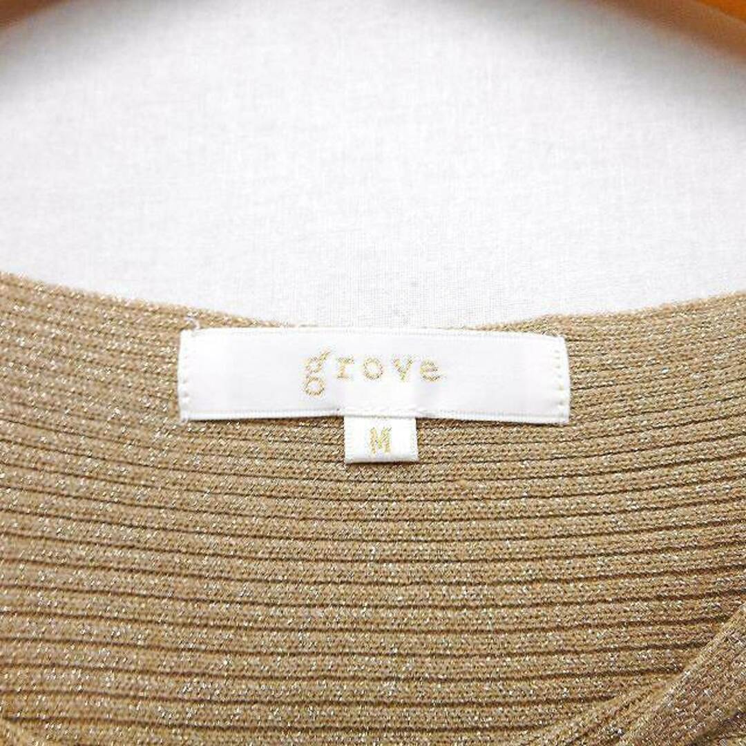 grove(グローブ)のグローブ grove セーター ニット ラメ混 切替リブ 七分袖 丸首 M レディースのトップス(ニット/セーター)の商品写真