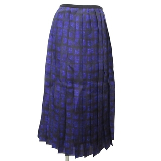 ドゥロワー(Drawer)のドゥロワー 美品 20AW シルク プリントプリーツ ロングスカート 紫 S(ロングスカート)