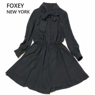 くろぴワンピース極美品☆FOXEY フォクシー☆ボウタイワンピース 38