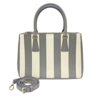 プラダ(PRADA)の　プラダ PRADA ガレリア 2WAYバッグ 1BA863 グレー×ホワイト シルバー金具 レザー レディース ハンドバッグ(ハンドバッグ)