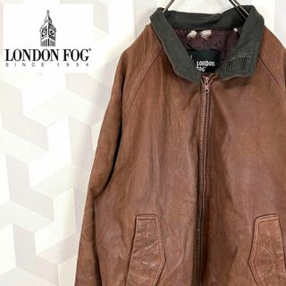 ロンドンフォグ(LONDONFOG)の【London fog】Lサイズ相当 レザーブルゾン 茶ブラウン ロンドンフォグ(レザージャケット)