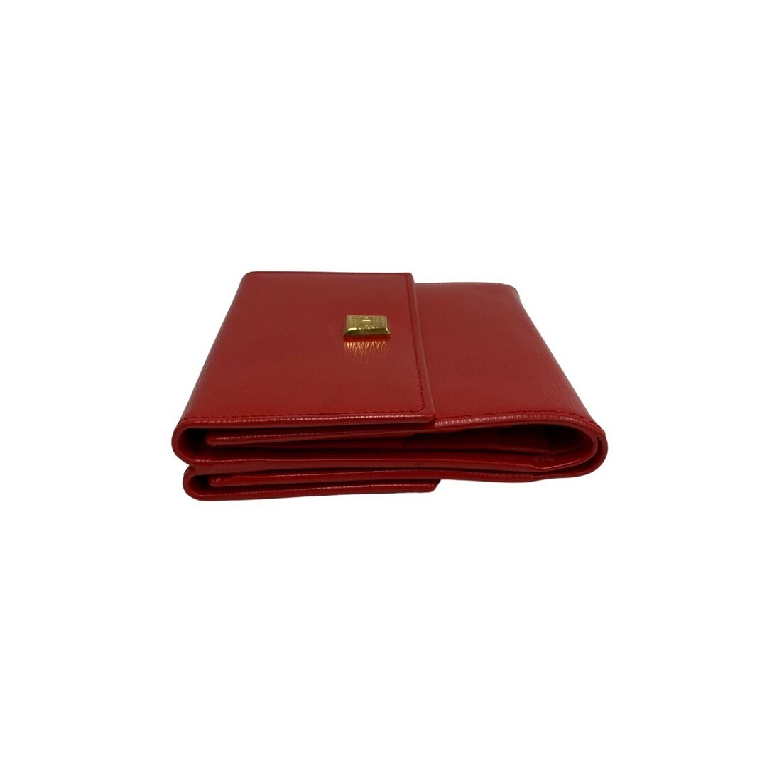 極 美品 希少品 Christian Dior ディオール CD ロゴ 金具 レザー 本革 二つ折り財布 ミニ ウォレット カードケース レッド  17553