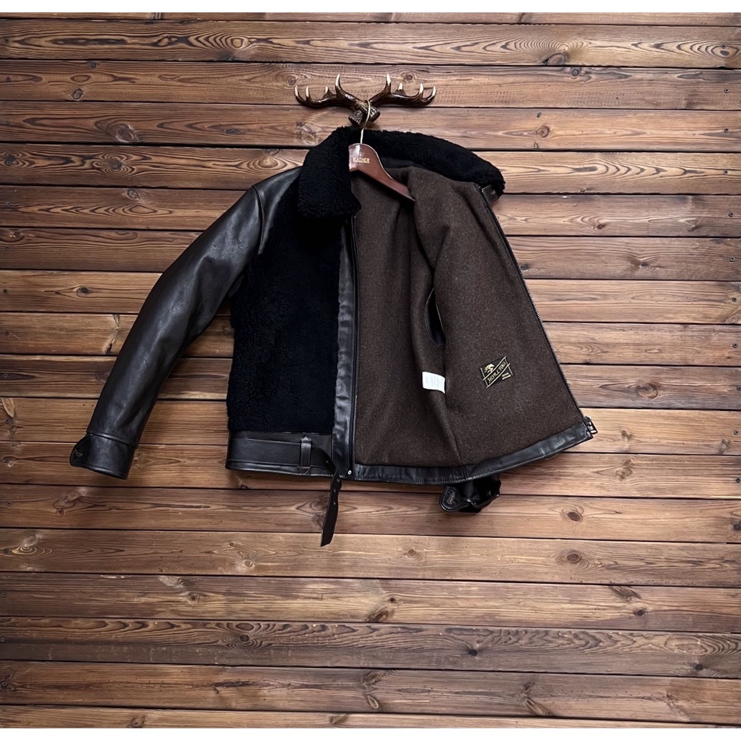 グリズリージャケット　熊ジャン　茶芯ホースハイド　ライダースレザージャケット S メンズのジャケット/アウター(レザージャケット)の商品写真