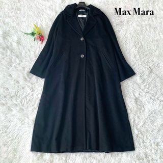 マックスマーラ(Max Mara)の【美品】マックスマーラ ロングコート カシミヤ100% 白タグ ブラック L(ロングコート)