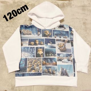 ミニオン(ミニオン)のミニオンズ パーカー 120cm ホワイト 白 シール付き 新品(Tシャツ/カットソー)