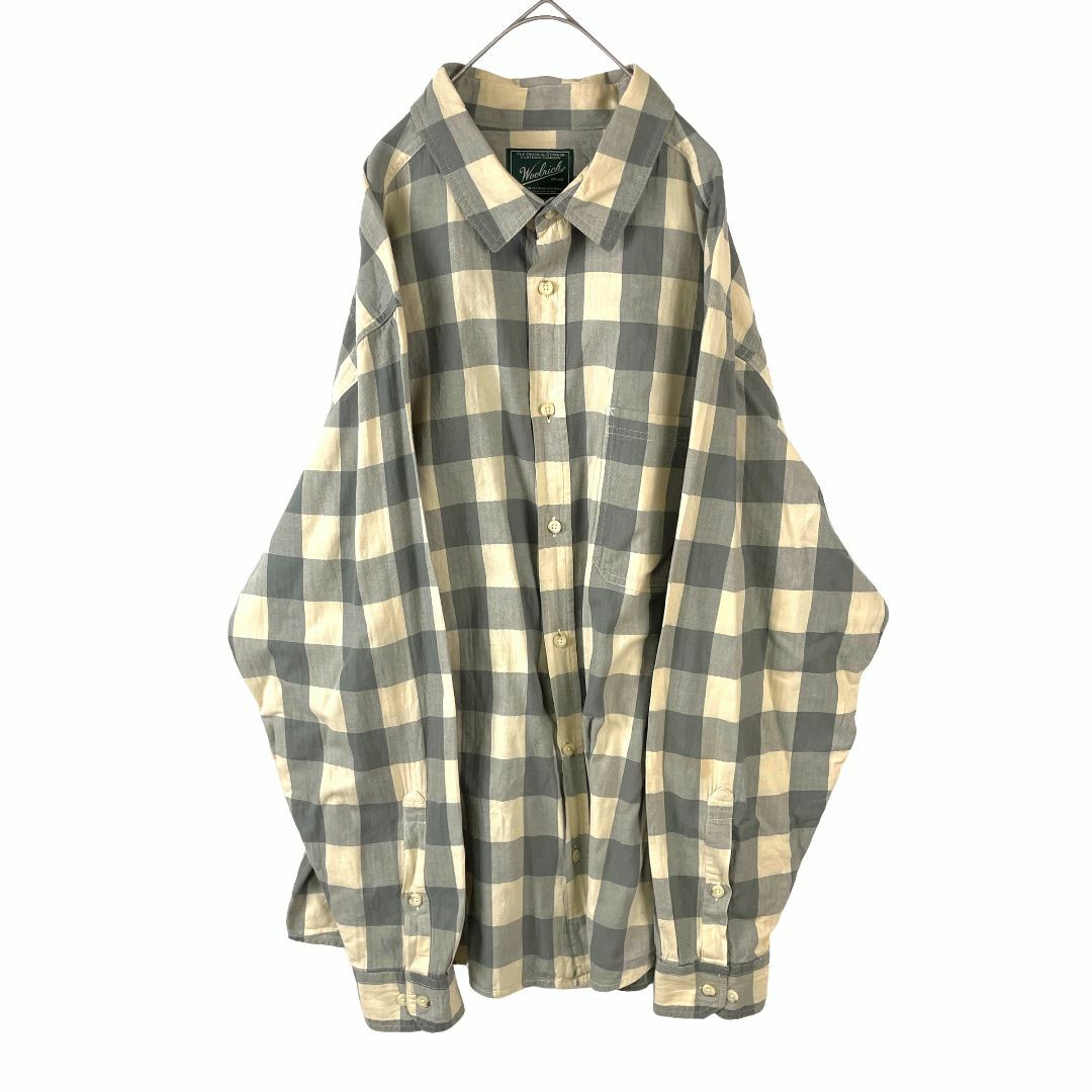 WOOLRICH(ウールリッチ)のウールリッチ グレー ベージュ ブロックチェック柄 メンズ 長袖シャツ XXL メンズのトップス(シャツ)の商品写真