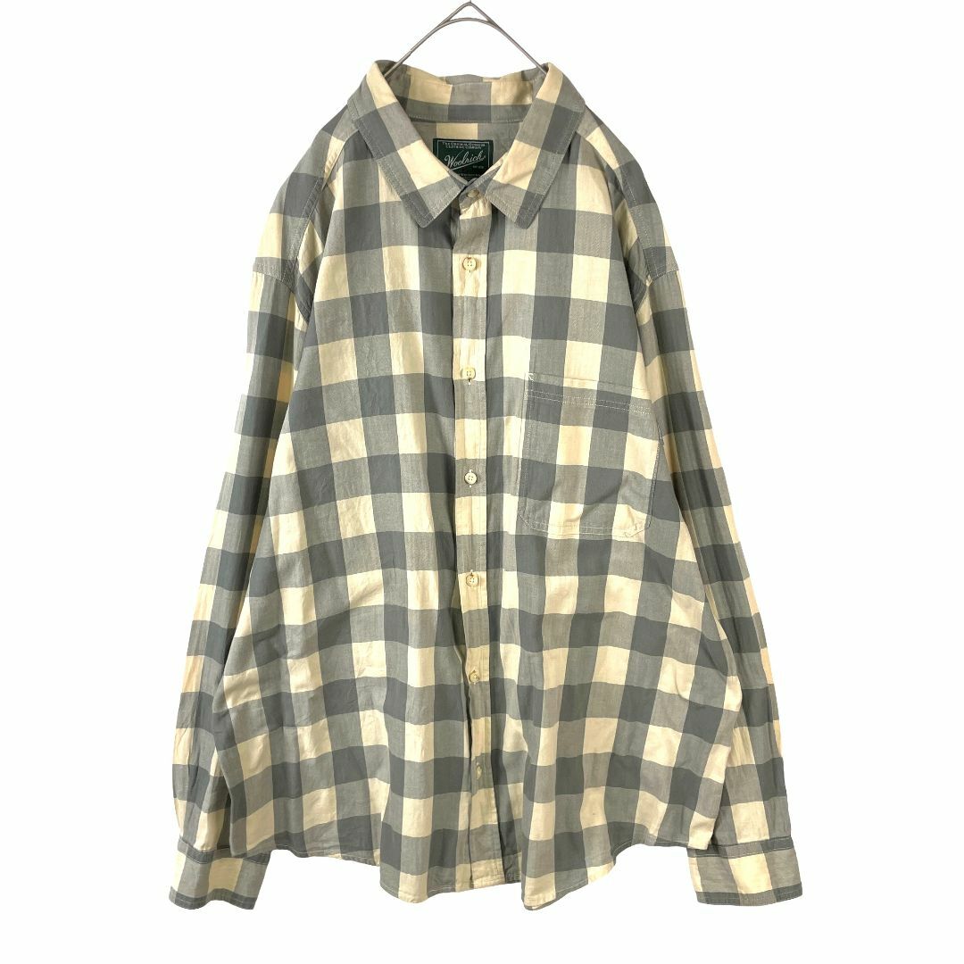 WOOLRICH(ウールリッチ)のウールリッチ グレー ベージュ ブロックチェック柄 メンズ 長袖シャツ XXL メンズのトップス(シャツ)の商品写真