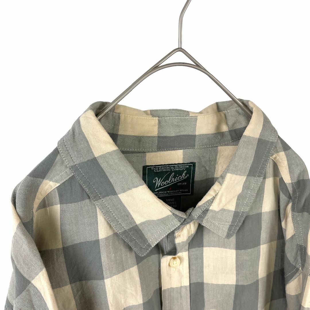 WOOLRICH(ウールリッチ)のウールリッチ グレー ベージュ ブロックチェック柄 メンズ 長袖シャツ XXL メンズのトップス(シャツ)の商品写真