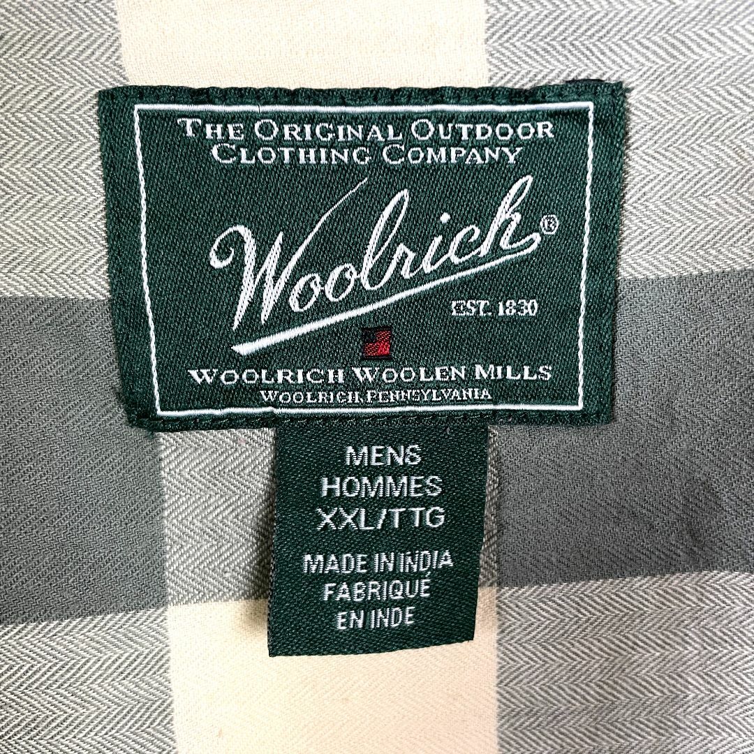 WOOLRICH(ウールリッチ)のウールリッチ グレー ベージュ ブロックチェック柄 メンズ 長袖シャツ XXL メンズのトップス(シャツ)の商品写真