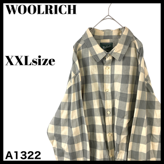 ウールリッチ(WOOLRICH)のウールリッチ グレー ベージュ ブロックチェック柄 メンズ 長袖シャツ XXL(シャツ)