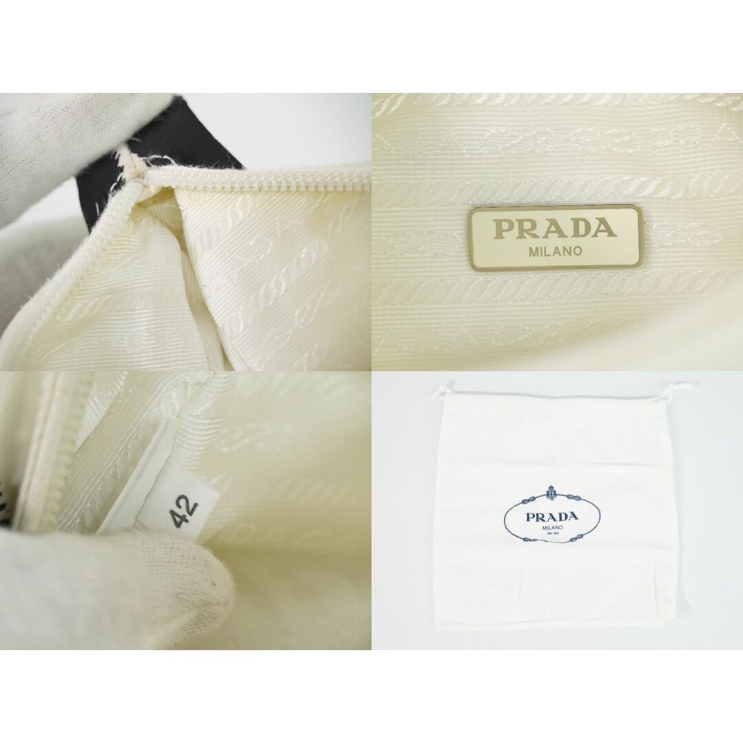 PRADA(プラダ)の本物 プラダ PRADA テスート Re-Edition 2000 ハンドバッグ アクセサリーポーチ ナイロン ホワイト ブラック Tessuto バッグ 中古	 レディースのバッグ(ハンドバッグ)の商品写真