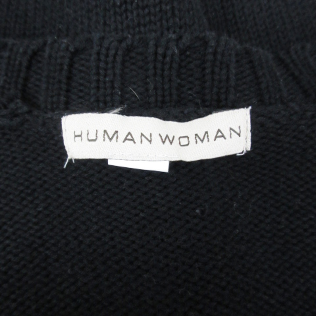 HUMAN WOMAN(ヒューマンウーマン)のヒューマンウーマン ニットカーディガン ミドル丈 ケーブル編み 2 黒 ブラック レディースのトップス(カーディガン)の商品写真
