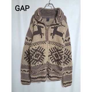 ギャップ(GAP)の古着　GAP　カウチンニット　フルジップ　厚手　アルパカ混(ニット/セーター)