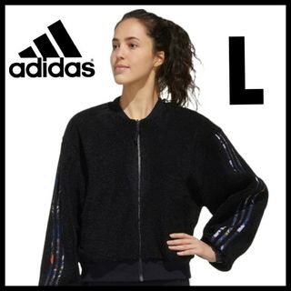 アディダス(adidas)の【ゆったりフィット】adidas★シェルパジャケット★フリースジャケット★黒★L(ブルゾン)