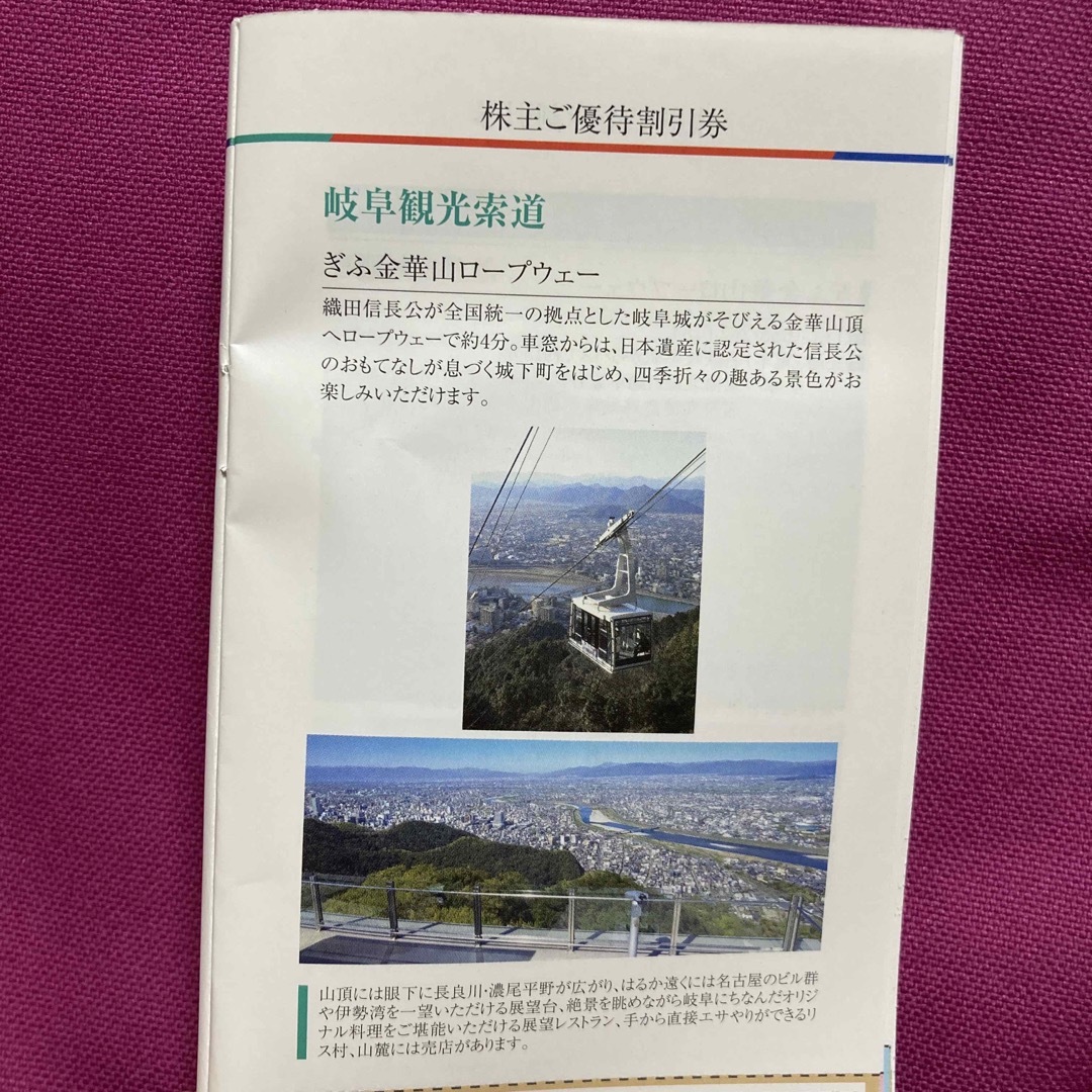 ぎふ金華山ロープウェイ運賃割引券　2枚 チケットの優待券/割引券(その他)の商品写真