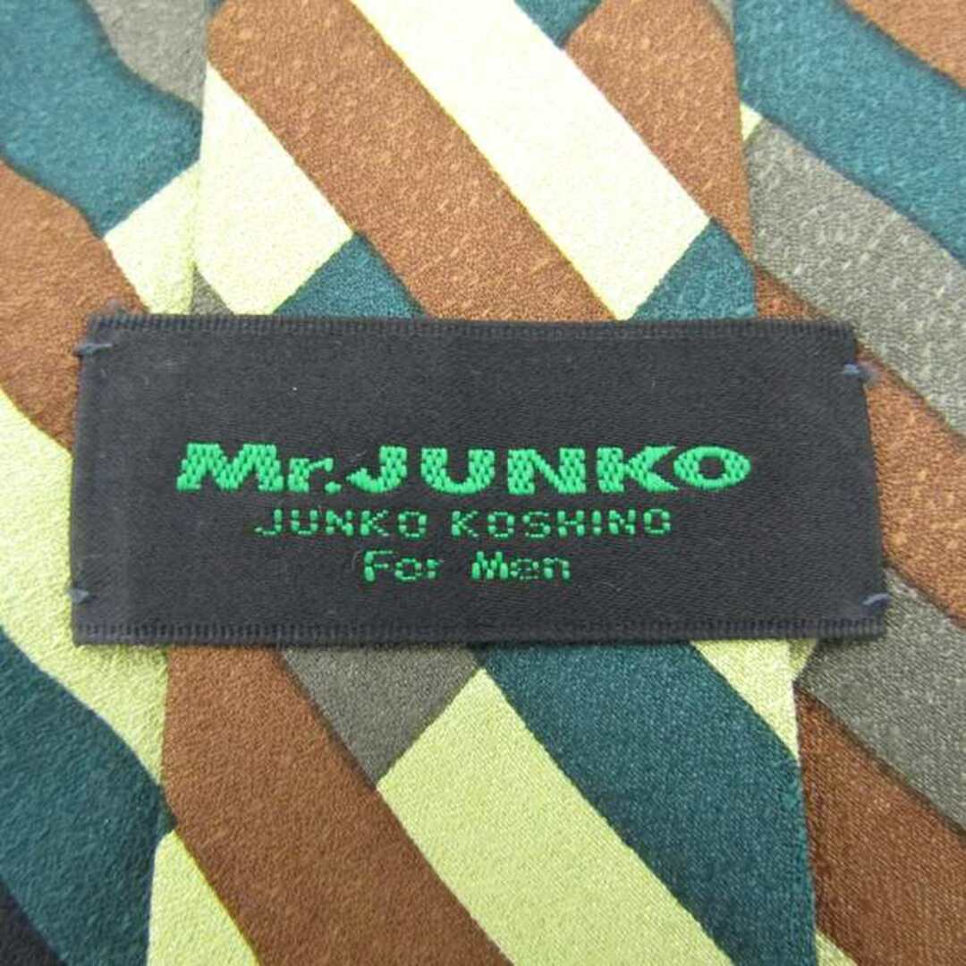 ミスタージュンコ ブランド ネクタイ ストライプ柄 パネル柄 迷彩 シルク メンズ グリーン Mr.JUNKO メンズのファッション小物(ネクタイ)の商品写真