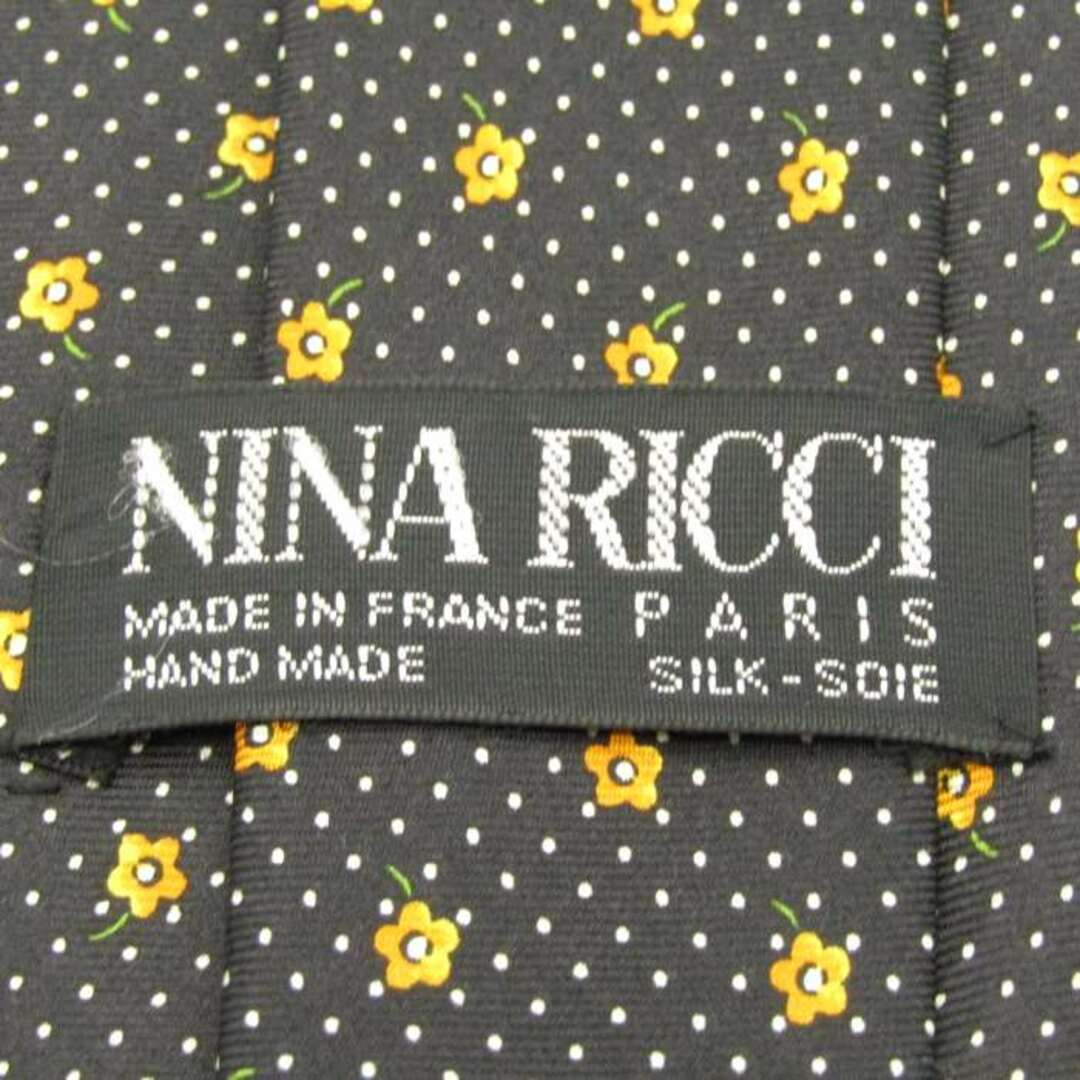 NINA RICCI(ニナリッチ)のニナリッチ ブランド ネクタイ ドット 花柄 シルク フランス製 メンズ ブラック NINA RICCI メンズのファッション小物(ネクタイ)の商品写真