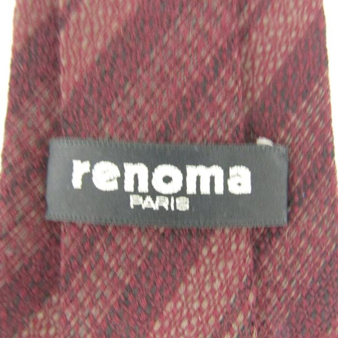 RENOMA(レノマ)のレノマ ブランド ネクタイ ストライプ柄 パネル柄 ウール メンズ ワインレッド renoma メンズのファッション小物(ネクタイ)の商品写真