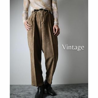 アートヴィンテージ(ART VINTAGE)の【vintage】ワイド 細畝 コーデュロイパンツ 茶系 W34 タロンジップ(チノパン)