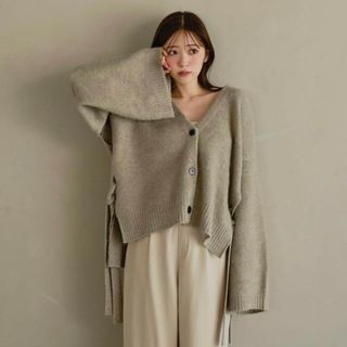 カスタネ(Kastane)のmideal 2way ribbon cardigan Green カーディガン(カーディガン)