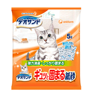 ユニチャーム(Unicharm)のデオサンド　ギュッと固まる紙砂　5L×6袋(猫)
