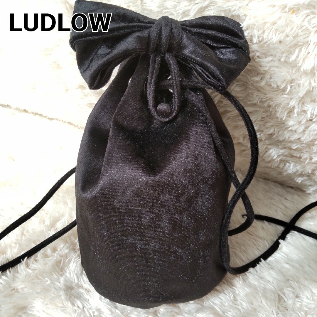 美品☆LUDLOW（ラドロー）☆ベルベット リボン バッグ☆巾着☆ベロア