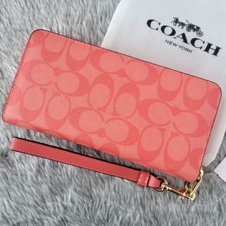 COACH - 【残り1点！】COACH コーチ 長財布 シグネチャー ピンク 