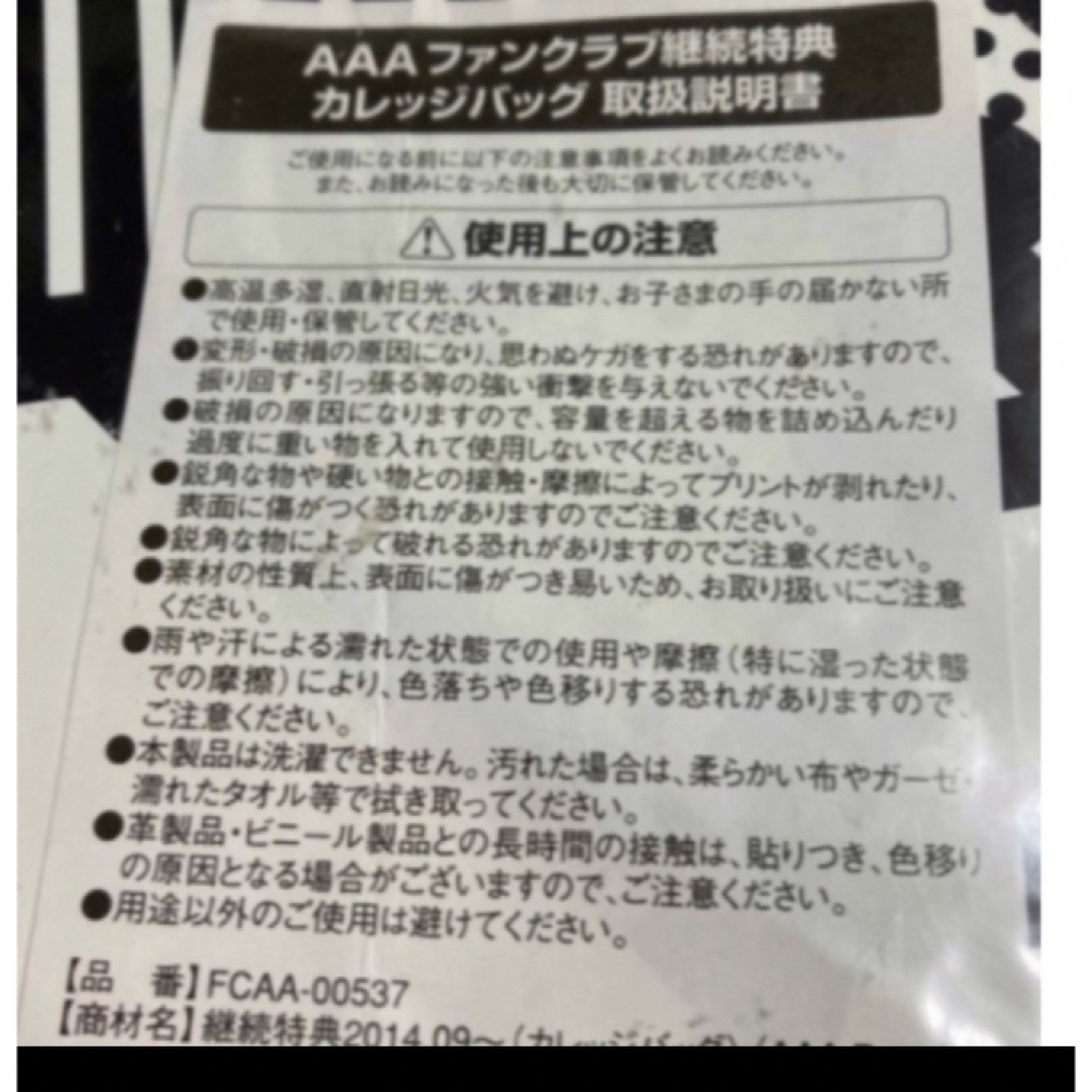 AAA(トリプルエー)のAAA カレッジバッグ エンタメ/ホビーのタレントグッズ(アイドルグッズ)の商品写真