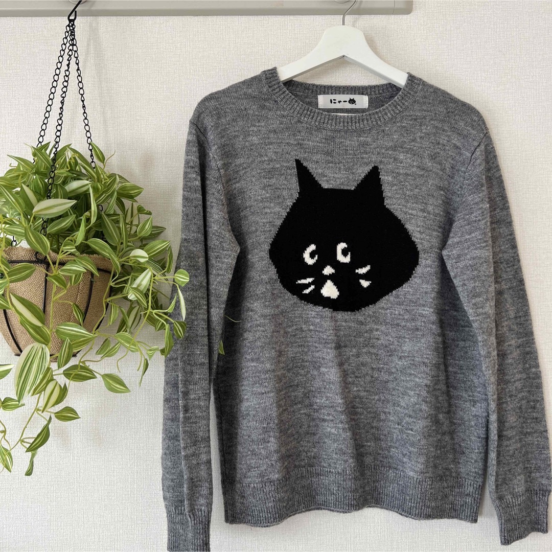 数回着用　ネネット  セーター　ウール　ねこ　猫　にゃー　ニット　トップスニット/セーター