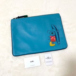 コーチ(COACH)のCOACH × Disney レザー クラッチバッグ ポーチ シボ革 3206(セカンドバッグ/クラッチバッグ)