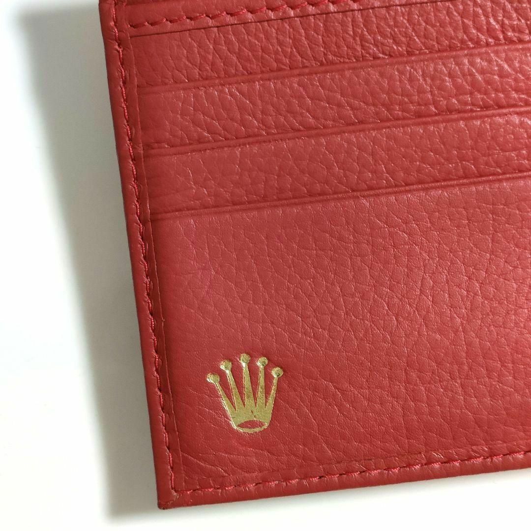未使用品 ロレックス 財布 二つ折り レザー 小銭入れ 王冠 ROLEX 赤