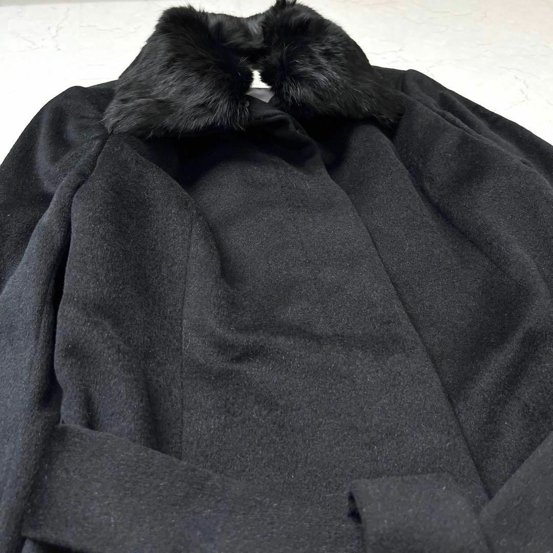 Spick & Span(スピックアンドスパン)の【スピックアンドスパン】美品アンゴラ70カシミヤ30 ラビットファー コート 黒 レディースのジャケット/アウター(ロングコート)の商品写真