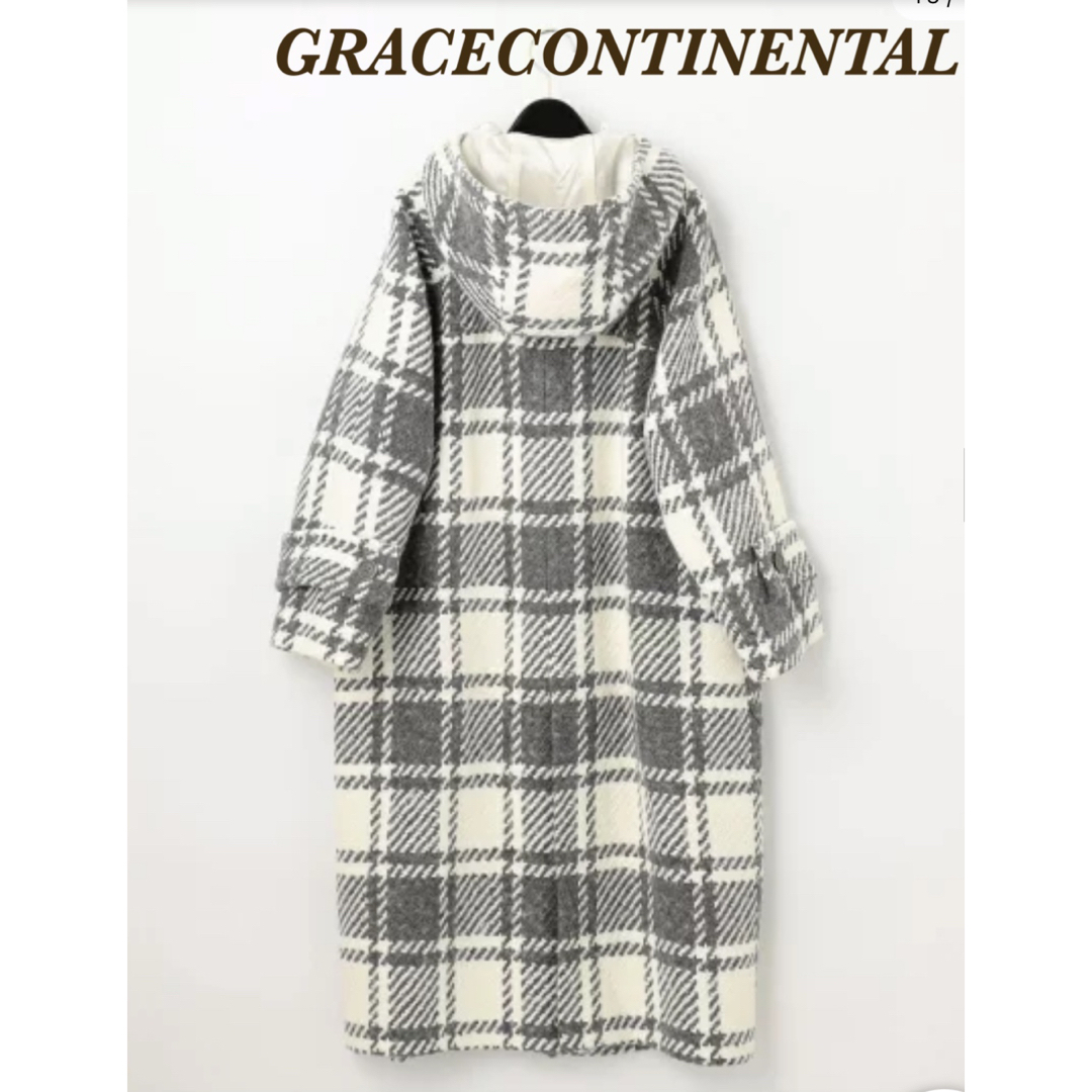 GRACE CONTINENTAL(グレースコンチネンタル)のグレースコンチネンタル　グレースクラス　ビッグチェック　ダッフルコート レディースのジャケット/アウター(ダッフルコート)の商品写真