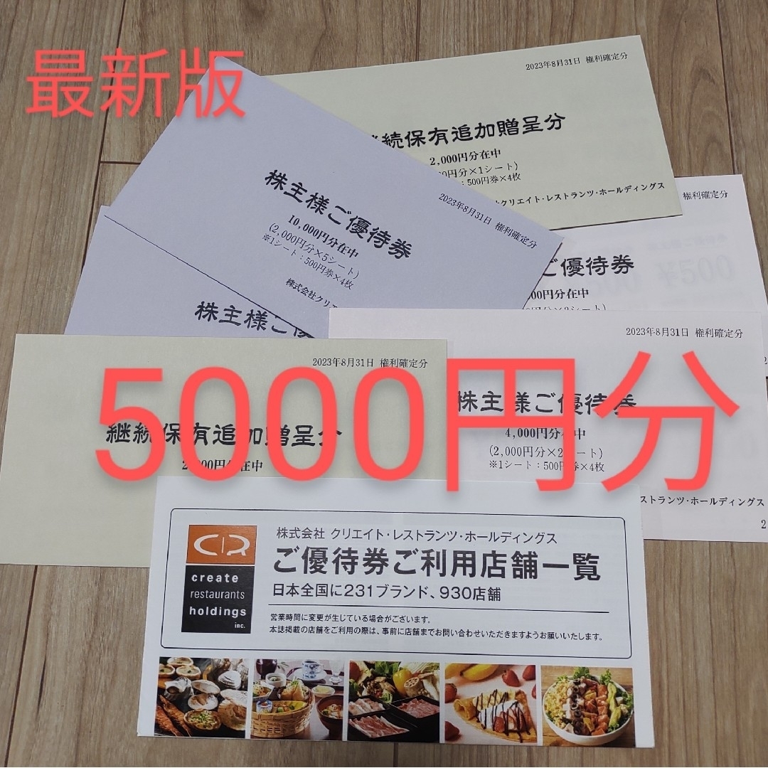 モスフードモスバーガー 5000円分 クリエイトレストランツ5000円分 株主優待