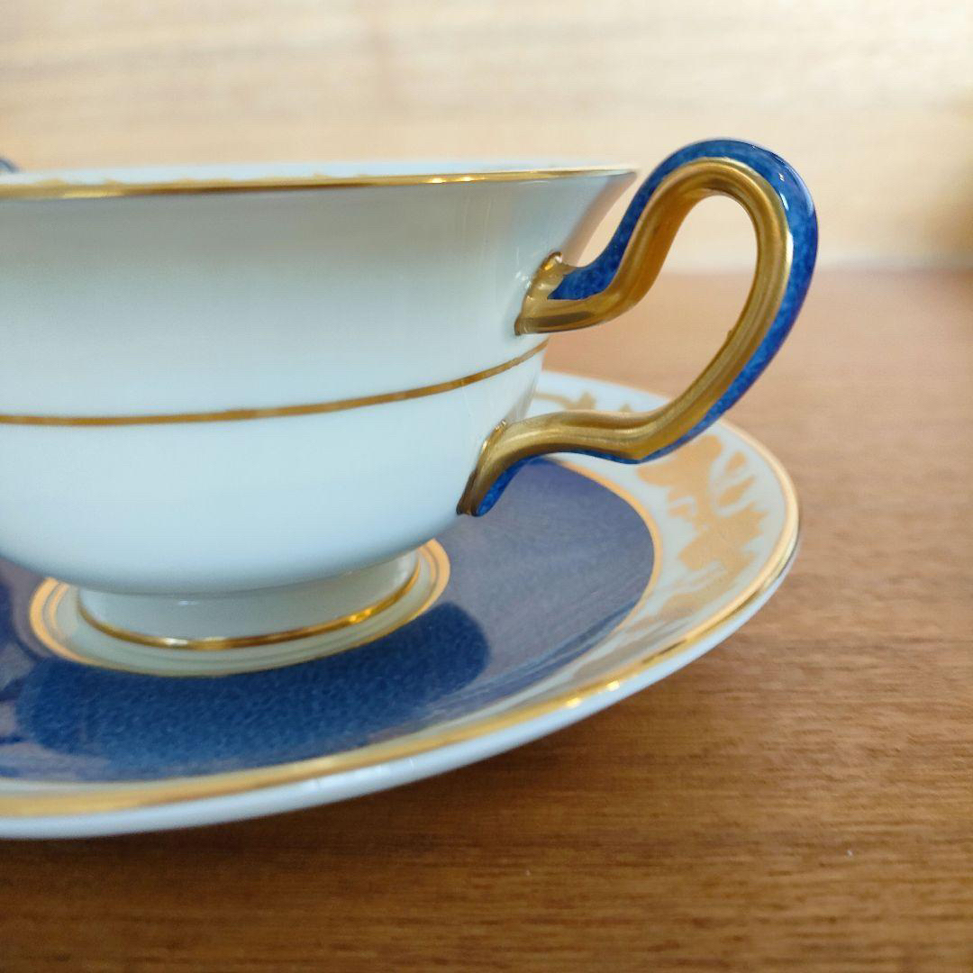 WEDGWOOD(ウェッジウッド)の美品☆ウェッジウッド ホワイトホール パウダー ブルー ゴールド 2客セット インテリア/住まい/日用品のキッチン/食器(食器)の商品写真