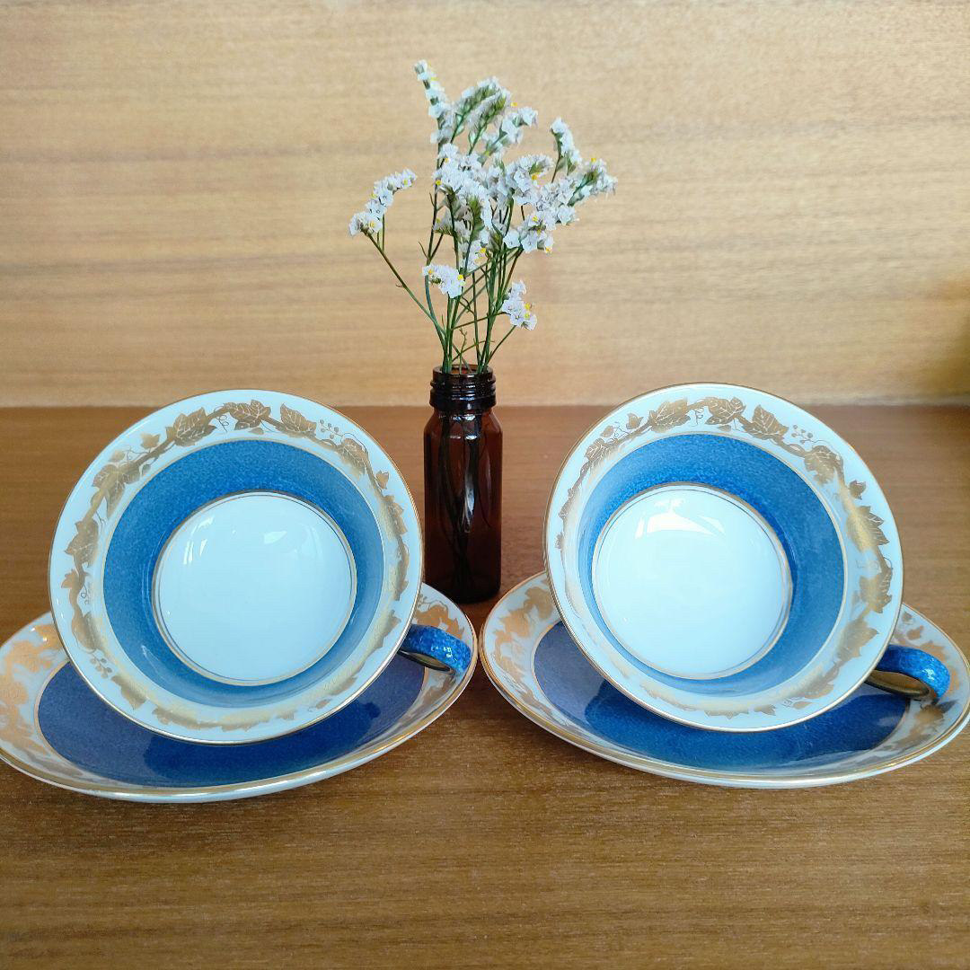 WEDGWOOD(ウェッジウッド)の美品☆ウェッジウッド ホワイトホール パウダー ブルー ゴールド 2客セット インテリア/住まい/日用品のキッチン/食器(食器)の商品写真