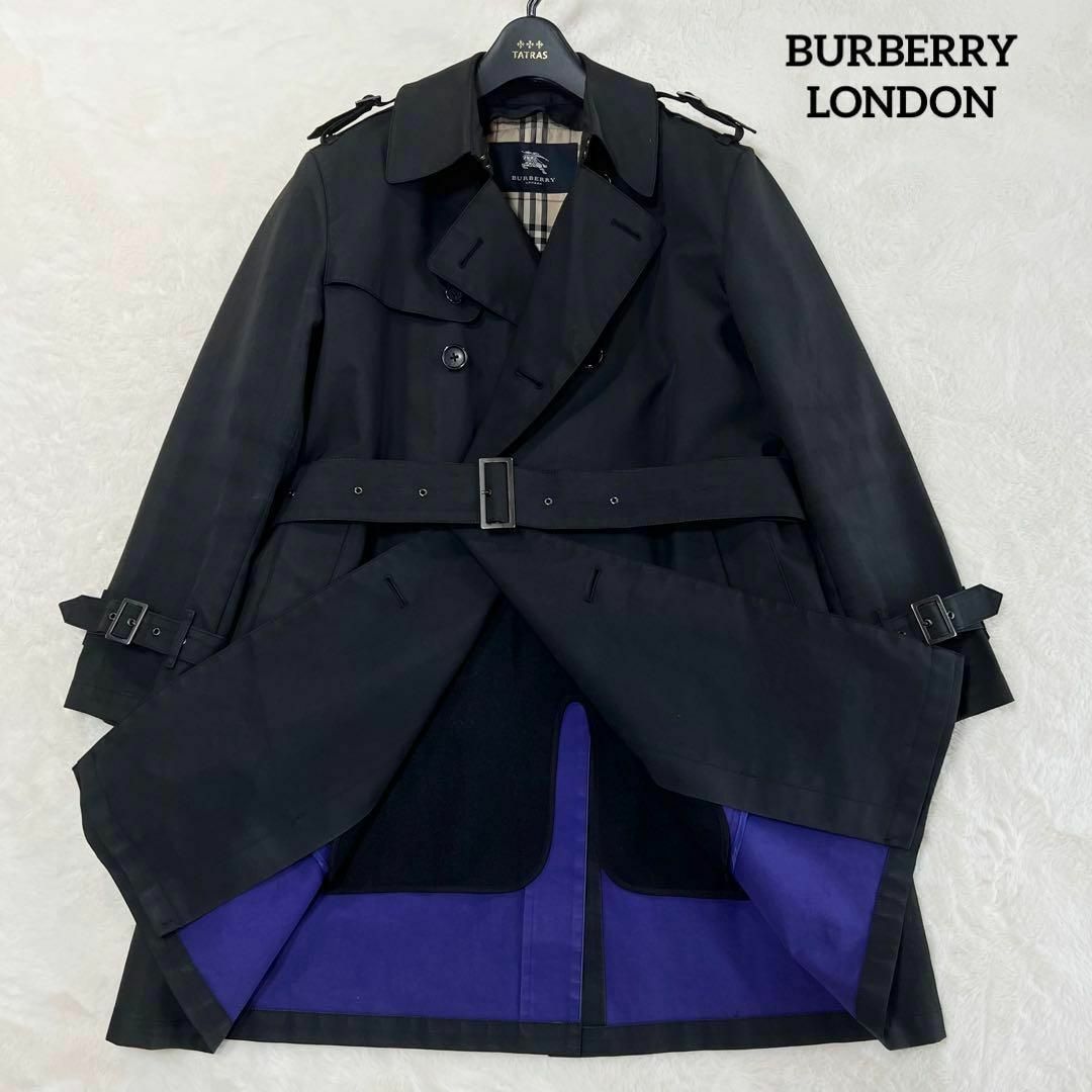 希少 Burberryバーバリー ネイビー ノヴァチェック トレンチコートＳ-