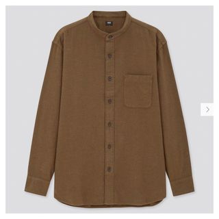 ユニクロ(UNIQLO)のUNIQLO   フランネルスタンドカラーシャツ　ブラウン　L(シャツ)