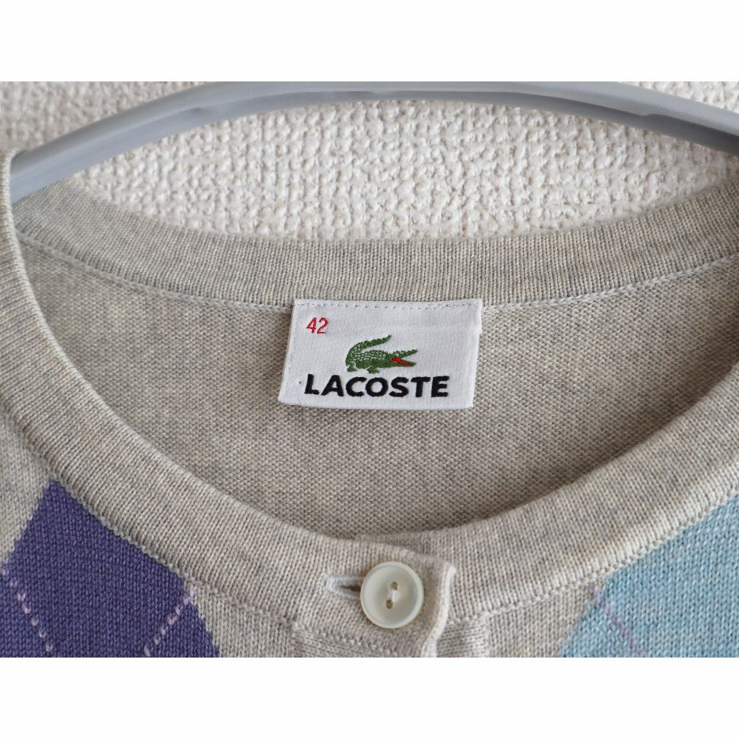 LACOSTE(ラコステ)のLACOSTE ラコステ　アーガイル柄 ウールカーディガン レディースのトップス(カーディガン)の商品写真