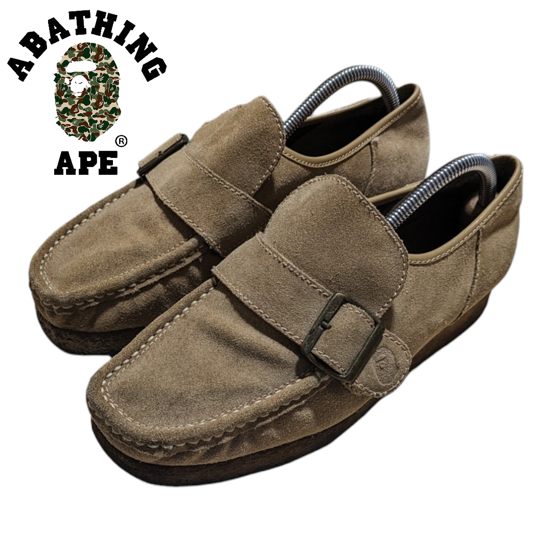 レア A BATHING APE ベージュ クレープソール コインローファー